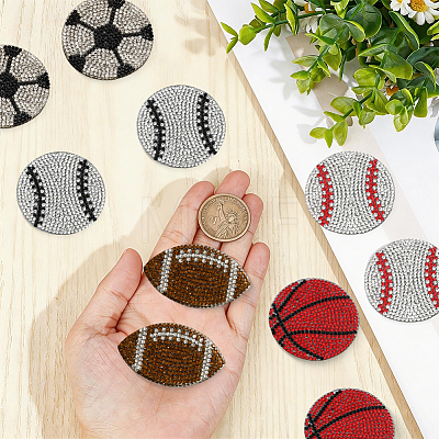 10Pcs 5 Styles Sports Resin & Glass Hotfix Rhinestone DIY-GF0014-27-1