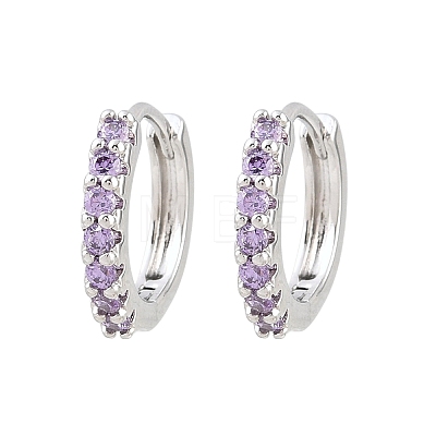 Brass Micro Pave Cubic Zirconia Hoop Earrings KK-Z166-14P-01-1