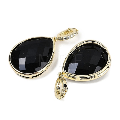 Natural Obsidian Faceted Teardrop Pendants G-B126-04G-01-1