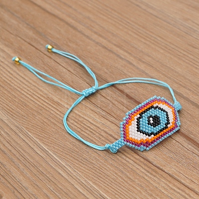 Friendship Eye Loom Pattern Seed Beads Bracelets for Women BJEW-Z013-16-1