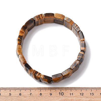 Rectangle Natural Tiger Eye Beads Stretch Bracelets for Women Men BJEW-Z149-01B-1