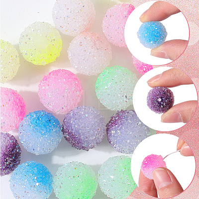 SUNNYCLUE 36Pcs 6 Colors Frosted Acrylic Beads MACR-SC0001-14-1