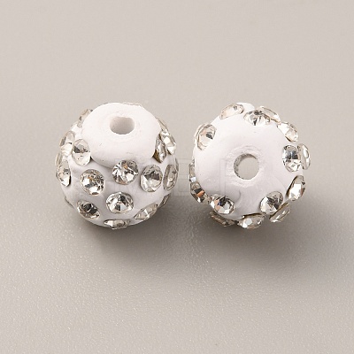 Polymer Clay Rhinestone Beads RB-WH0008-01B-1