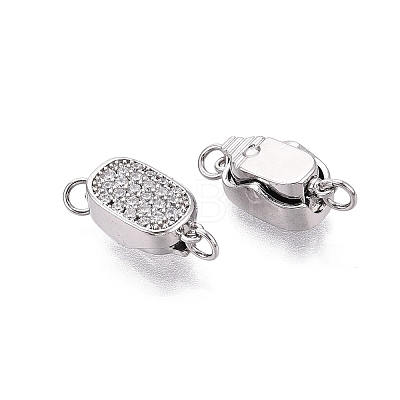Brass Micro Pave Clear Cubic Zirconia Box Clasps KK-Q074-04P-1