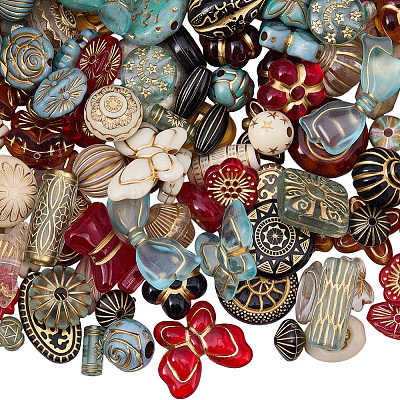 120Pcs 8 Styles Transparent Acrylic Beads MACR-BM0001-05-1