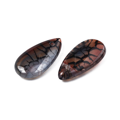 Natural Dragon Veins Agate Pendants G-N0325-16B-1