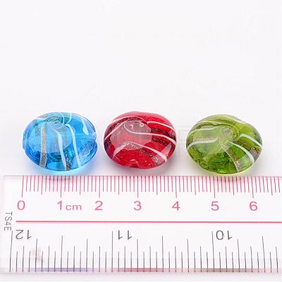 Mixed Color Flat Round Handmade Gold Sand Lampwork Beads X-DT338J-1