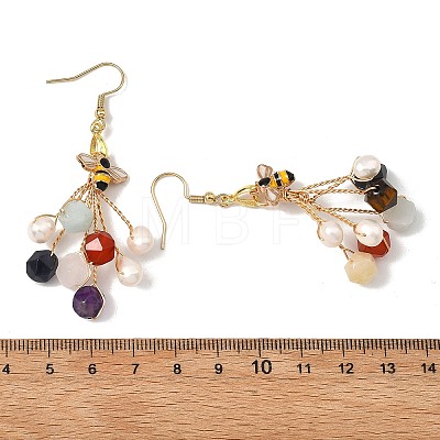 Gemstone Cultured Freshwater Pearl Beads Dangle Earrings EJEW-JE07195-1