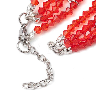 Red Glass Multi-Strand Beaded Bracelets BJEW-JB10709-1