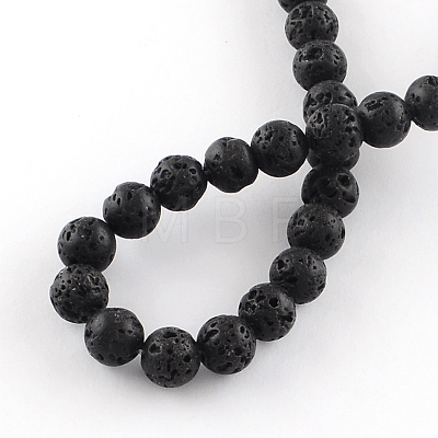 Dyed Natural Lava Rock Gemstone Round Bead Strands G-R293-04-1