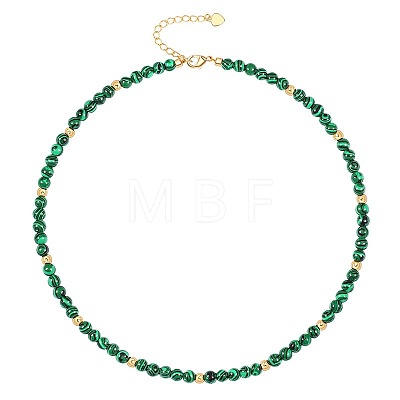 Bohemian 5mm Synthetic Malachite Round Beaded Necklaces for Women MF9684-3-1