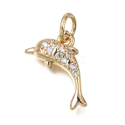 Brass Micro Pave Clear Cubic Zirconia Charms KK-D110-08A-G-1