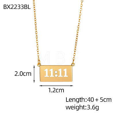 304 Stainless Steel Rectangle Pendant Necklaces NJEW-OY002-35G-1