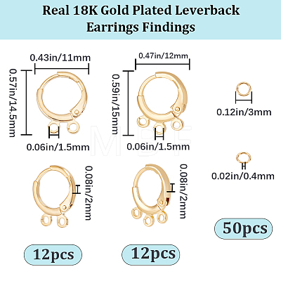 24Pcs 2 Style Brass Huggie Hoop Earring Findings FIND-BBC0002-63-1