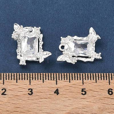 Brass Pave Clear Cubic Zirconia Pendants KK-C168-22S-1