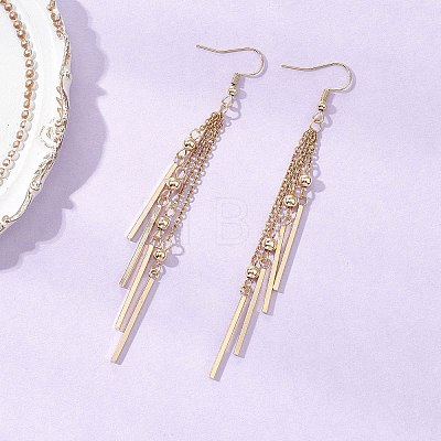 304 Stainless Steel Stick Tassel Dangle Earrings EJEW-JE06828-1