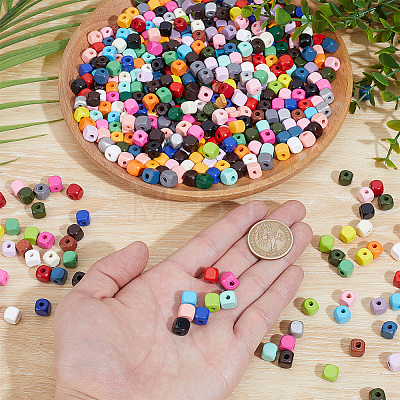 Spray Painted Wooden Beads WOOD-PA0001-53B-1