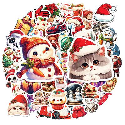 50Pcs Christmas Animal Paper Stickers PW-WG4EDBF-01-1