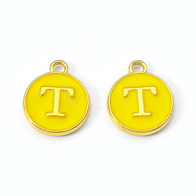 Golden Plated Alloy Enamel Charms ENAM-S118-09T-1