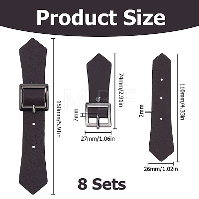 8 Sets PU Leather Sew on Toggle Buckles AJEW-HS0001-54A-1