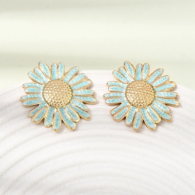 304 Stainless Steel Enamel Stud Earrings SA-CBA0141-03G-1