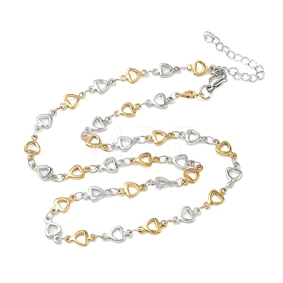 Two Tone 304 Stainless Steel Triangle Link Chain Necklaces for Women NJEW-G201-01GP-1
