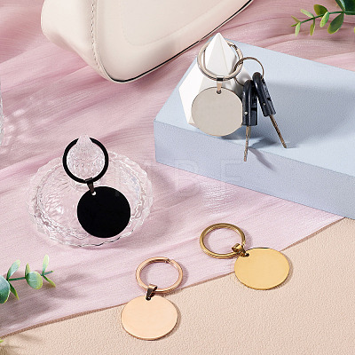 4Pcs 4 Styles Stainless Steel Keychains KEYC-TA0004-81F-1