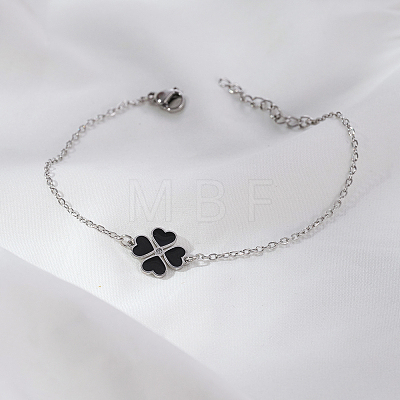 Stainless Steel Heart-shape Clover Link Bracelets OH1703-1-1
