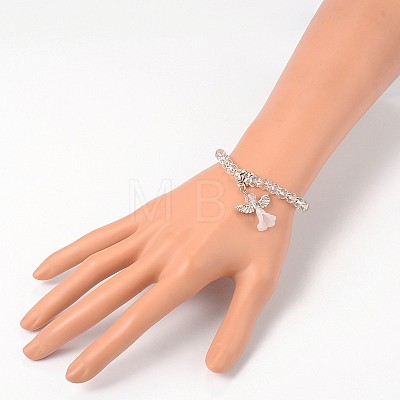 Angel Glass Beaded Acrylic Charm Bracelets BJEW-JB01795-05-1