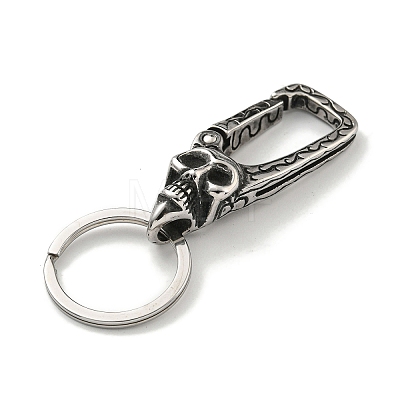 Tibetan Style 316 Surgical Stainless Steel Fittings with 304 Stainless Steel Key Ring FIND-Q101-08AS-03-1