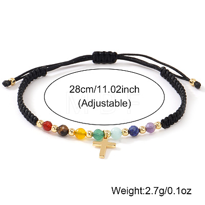 Chakra Natural Amethyst & Citrine & Red Jasper & Green Aventurine & Lapis Lazuli & Synthetic Turquoise Braided Bead Bracelets NE7743-1