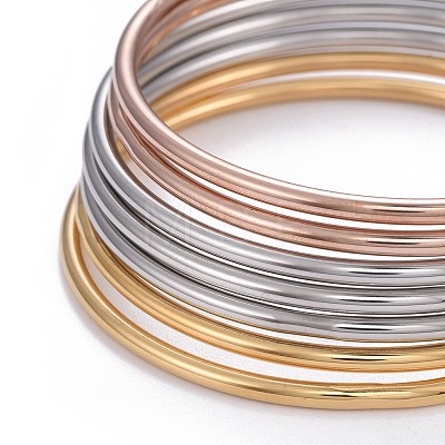 7Pcs 201 Stainless Steel Plain Bangle Sets for Women BJEW-L664-022B-M02-1