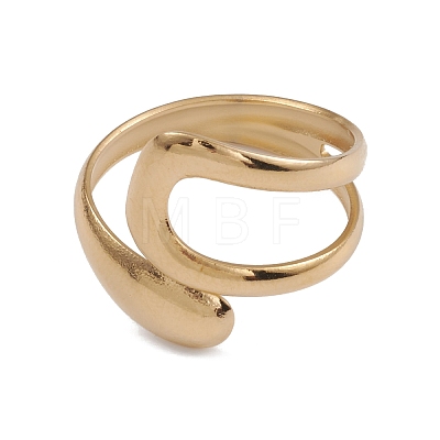 Ion Plating(IP) 304 Stainless Steel Wire Knot Open Cuff Rings for Women RJEW-G285-34G-1