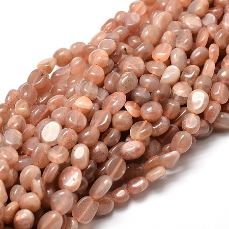 Natural Sunstone Smooth Nuggets Beads Strands G-J335-16-1