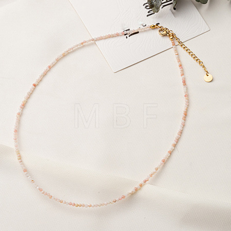 Natural Pink Opal Faceted Round Beaded Necklaces GJ4349-4-1