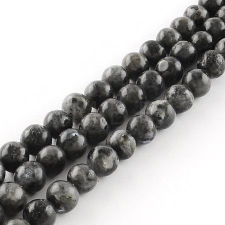 Natural Larvikite Round Beads Strands X-G-R342-8mm-09-1