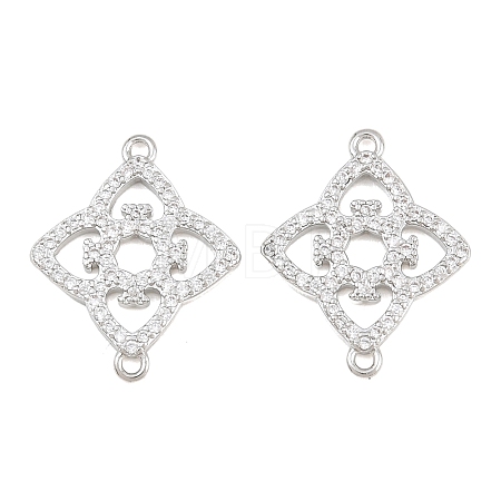 Brass Micro Pave Clear Cubic Zirconia Connector Charms CU-CBA7BFE-03I-P-1
