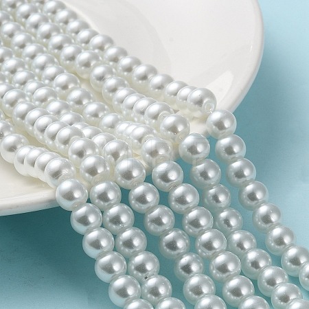White Glass Pearl Round Loose Beads For Jewelry Necklace Craft Making X-HY-8D-B01-1