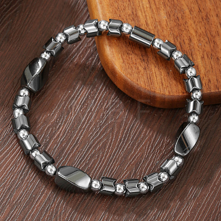 Synthetic Non-magnetic Hematite Beaded Stretch Bracelets for Men WG47D8F-02-1