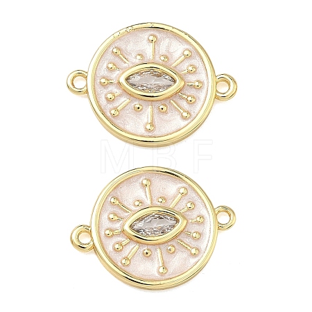 Brass Pave Clear Cubic Zirconia Evil Eye Links Connector Charms KK-B170-14G-1