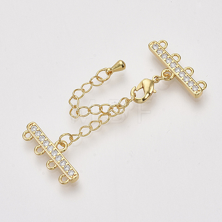 Brass Micro Pave Cubic Zirconia Chain Extender X-ZIRC-Q022-031G-NR-1