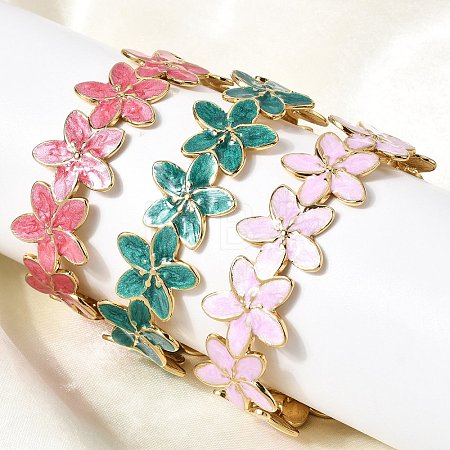 304 Stainless Steel Enamel Bangles for Women BJEW-D408-40G-1