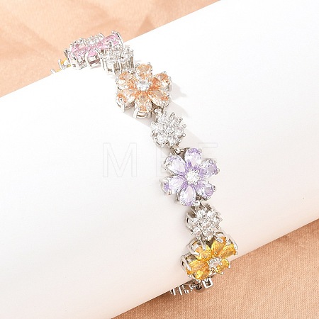 Platinum Tone Brass Micro Pave Cubic Zirconia Tennis Bracelets BJEW-B160-10P-1