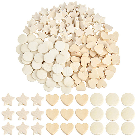 180Pcs 3 Styles Wood Beads WOOD-PA0001-63-1