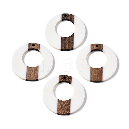 Opaque Resin & Walnut Wood Pendants RESI-T035-23-1