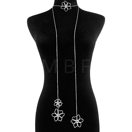 Flower Alloy with Brass Pendant Lariat Long Wrap Necklaces for Women FS-WG8B231-02-1