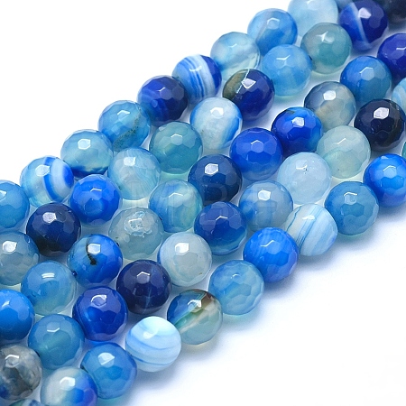 Natural Striped Agate/Banded Agate Beads G-J371-01-8mm-1