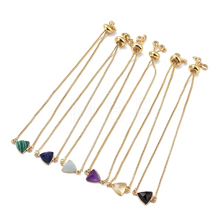 Natural & Synthetic Mixed Gemstone Link Slider Bracelets BJEW-D445-02G-1