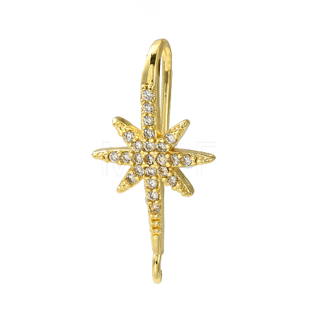 Rack Plating Brass Pave Cubic Zirconia Earring Hooks KK-O143-21G-1