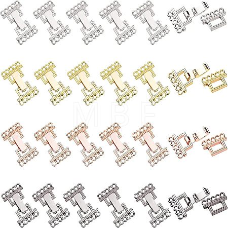 5 Strands Alloy and Brass Fold Over Clasps PALLOY-FH0001-33-1